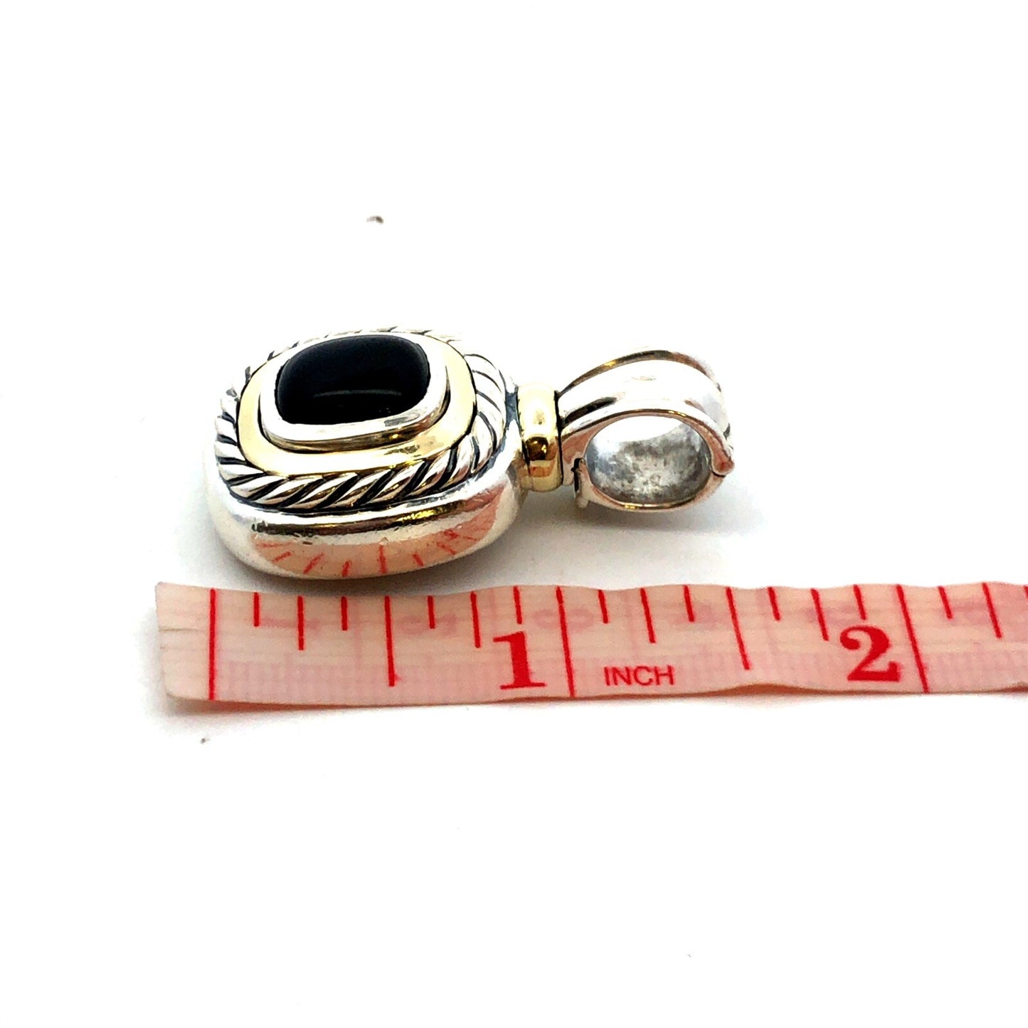 David Yurman 925 Sterling Silver 14K Gold Black Onyx Albion Enhancer Pendant