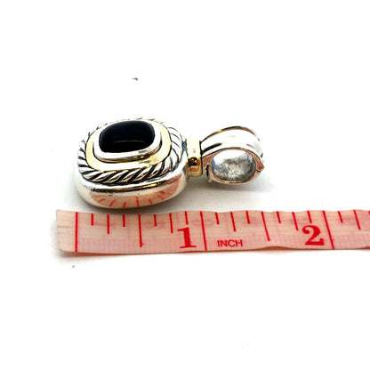 David Yurman 925 Sterling Silver 14K Gold Black Onyx Albion Enhancer Pendant