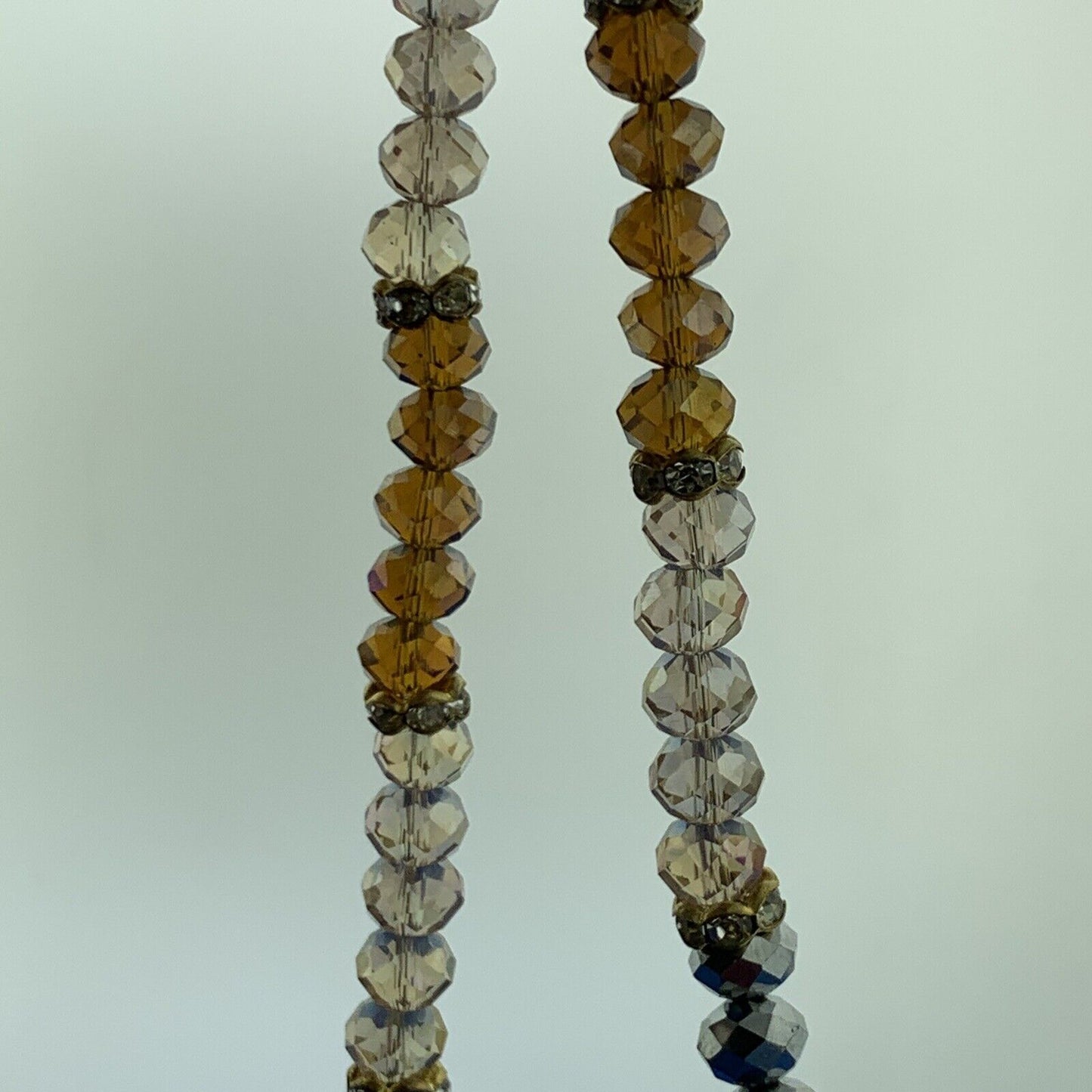 Gold Tone Faux Pearl Crystal Bead Faceted Glass Pendant Statement Necklace