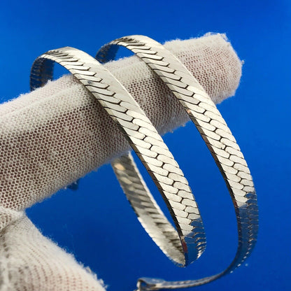 Vintage Italy GLO 925 Sterling Silver Flat Serpentine Link Chain Necklace