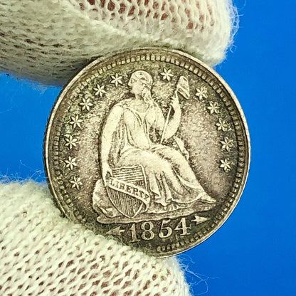 1854 P Seated Liberty Silver Half Dime Type 3 Better Key Rare Philadelphia Coin
