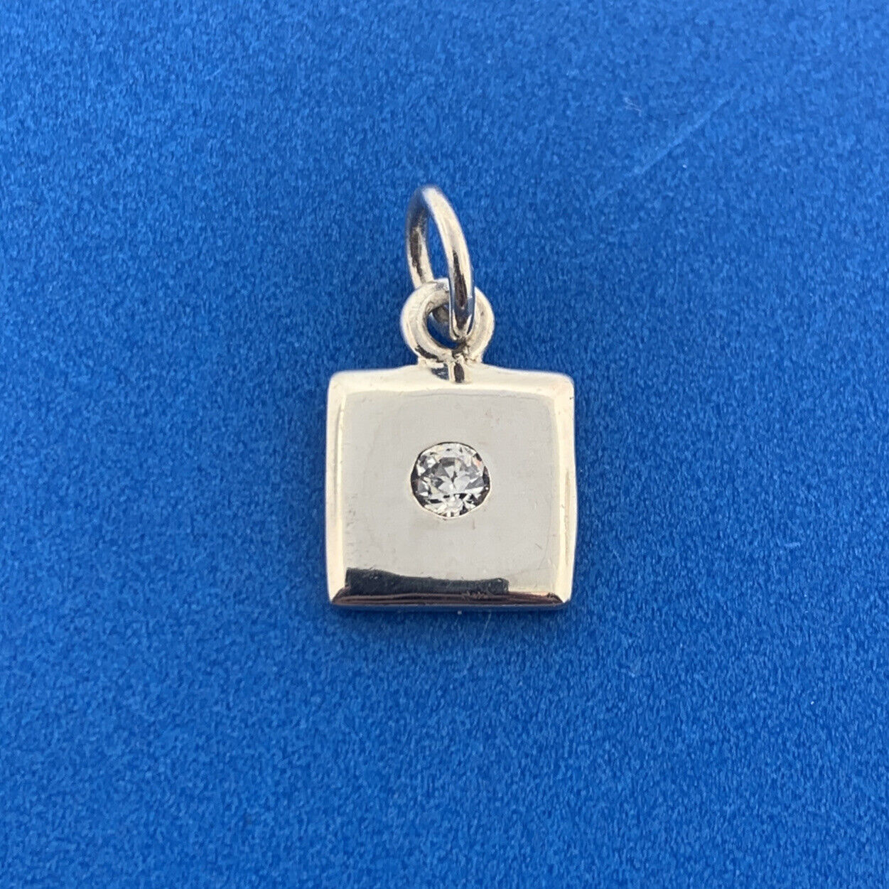 Designer SE Sterling Silver 925 Round Cut Sparkling CZ Square Dangle Pendant