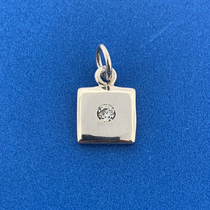 Designer SE Sterling Silver 925 Round Cut Sparkling CZ Square Dangle Pendant