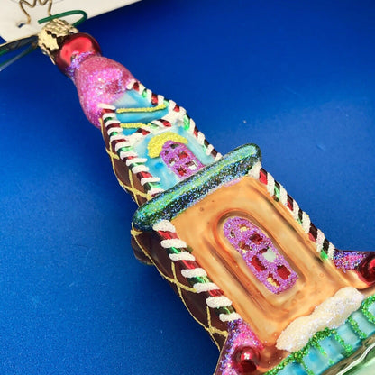 Christopher Radko Handblown Painted Glass Ginger Town Prayers Church Ornament