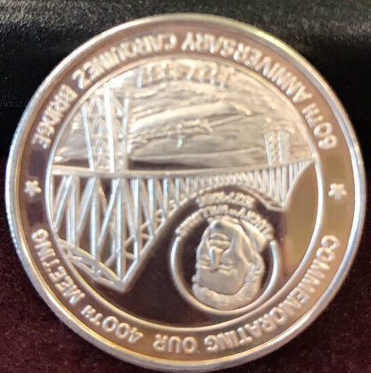1987 Vallejo Numismatic Society 400th Meeting/60th Anniv Carquinez Bridge .999