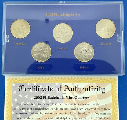 2002 P D State Quarter Collection Platinum Gold Philadelphia Denver 20 Coin Lot