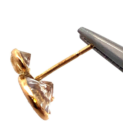 JCM Disney 10K Yellow Gold Round Cubic Zirconia CZ Minnie Mouse Stud Earrings