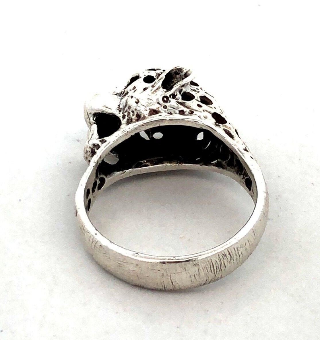 Vintage Mexico 925 Sterling Silver Cheetah Jaguar Cat Head Statement Ring
