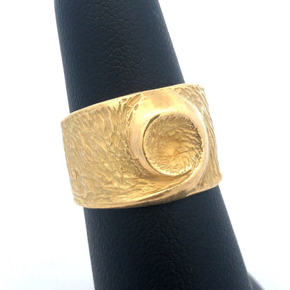 Designer Arabic 18K Yellow Gold Unisex 3D Bird's Eye Of The Storm Dramatic Ring
