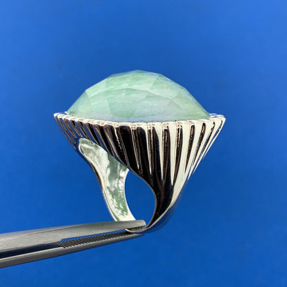 Paola Valentini Italy Sterling Silver 925 Faceted Green Amazonite Doublet Ring