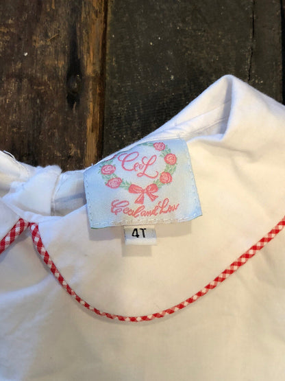 Cecil & Lou Girls 4th of July America Cotton White Shirt Red Pants Size 4T Set