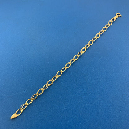 Designer Italy 14K Yellow Gold Fancy Cut Double Oval Link Chain Bracelet