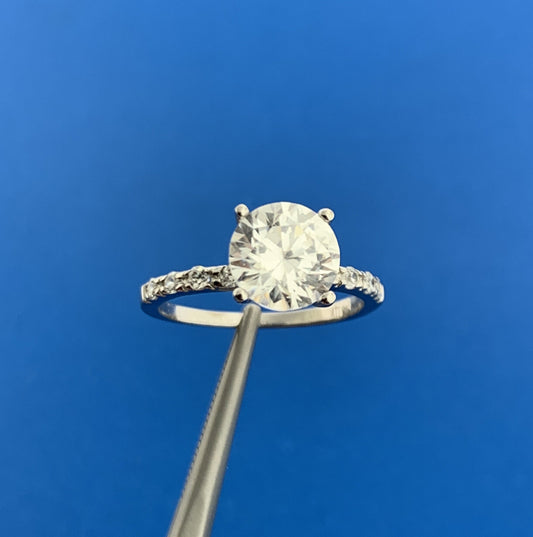 Stunning Sterling Silver ATI Cubic Zirconia Solitaire Accents Statement Ring