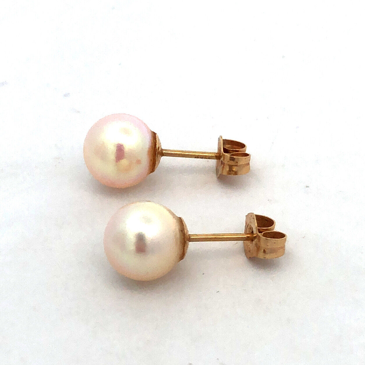 Designer 14K Yellow Gold Round Pearl Ball Stud Earrings