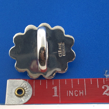 CII Mexican Sterling Silver 925 Cabochon Amazonite Oval Finger Ring Size 7.75