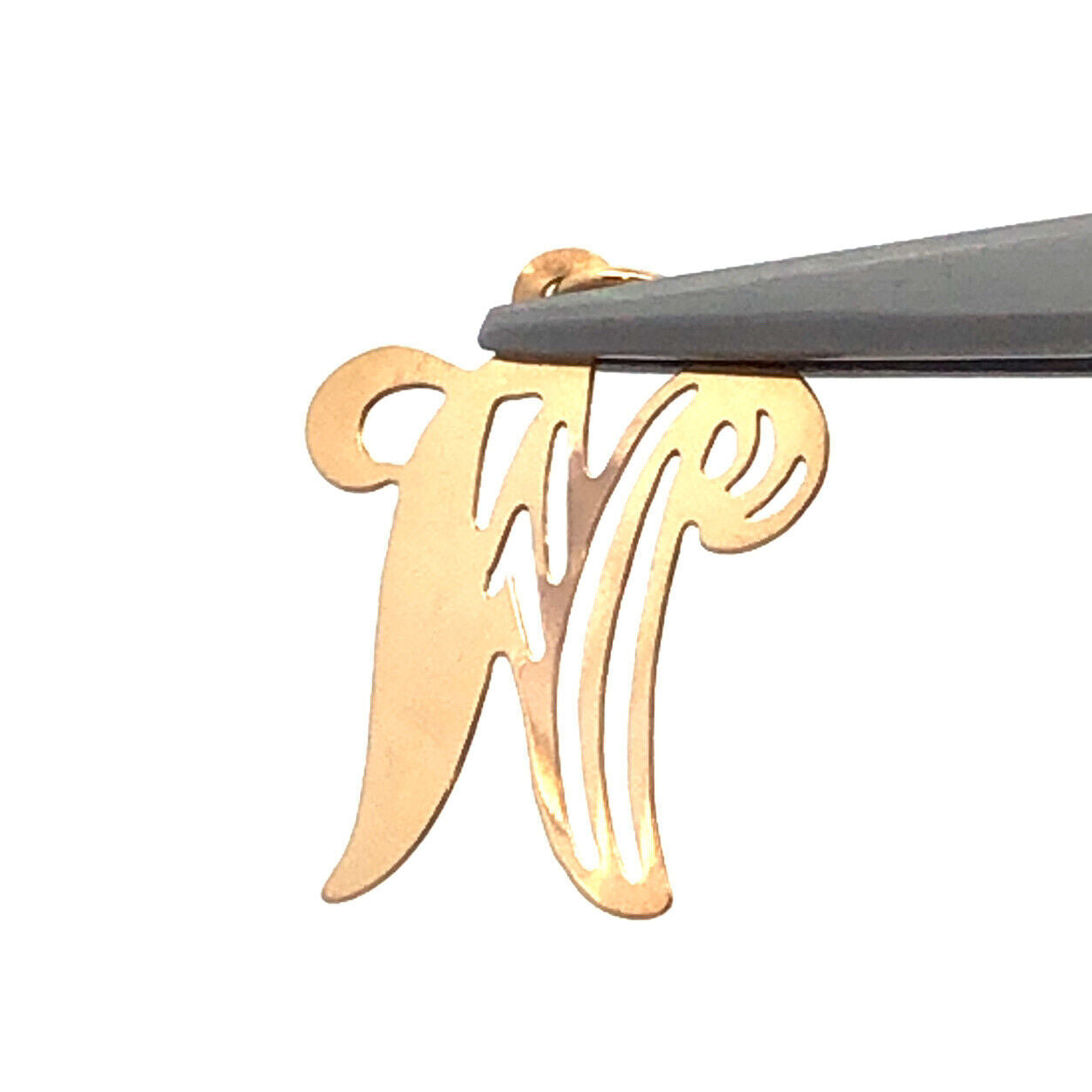 Designer 14K Yellow Gold Script Initial W Monogram Alphabet Charm Pendant