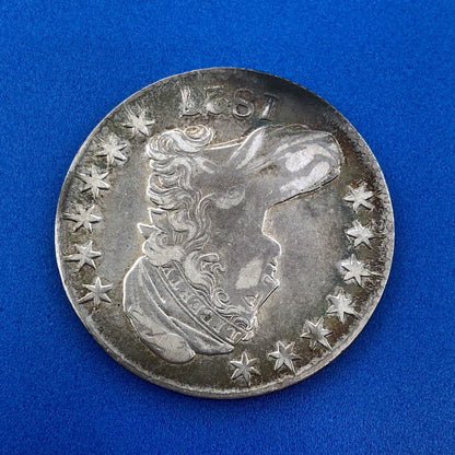1827 P Capped Bust Silver Half Dollar 50c Early Philadelphia Mint Sunset Tones