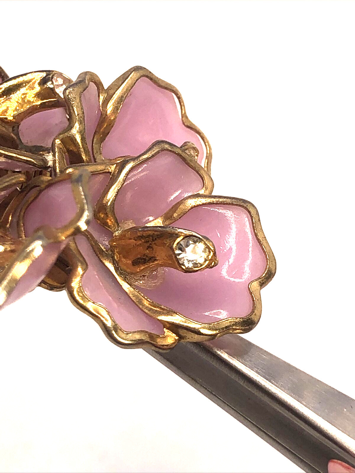 Mid Century Purple Lucite Large Flower Rhinestone Statement Clip-on Earrings