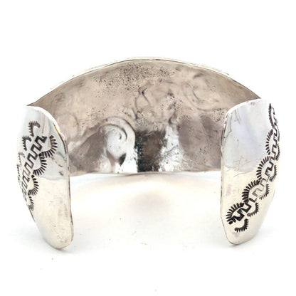 Native American BT 925 Sterling Silver Turquoise Coral Storyteller Cuff Bracelet