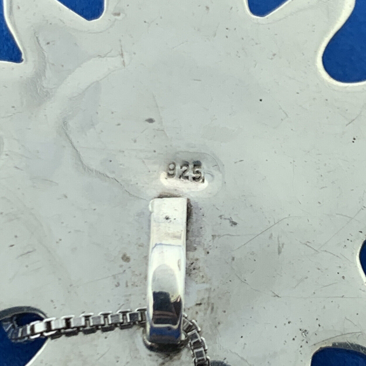 Modernist 925 Sterling Silver Green Jasper Cabochon Sun Pendant Necklace