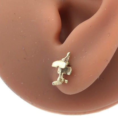 Estate 14K Yellow Gold Airplane Crop Duster Pilot Stud Earrings