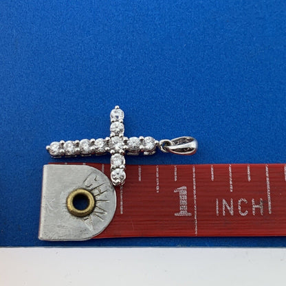 Designer 18K White Gold Cubic Zirconia CZ Cross Religious Communion Pendant
