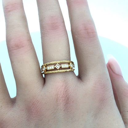 14K Yellow Gold Designer Diamond Wedding Anniversary Cocktail Band Ring