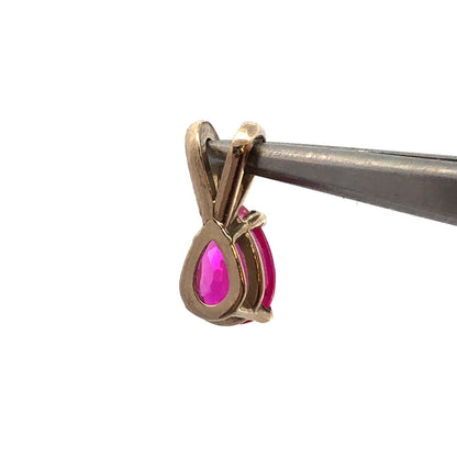 Vintage 14K White Gold Pear Ruby Solitaire Petite Drop Pendant