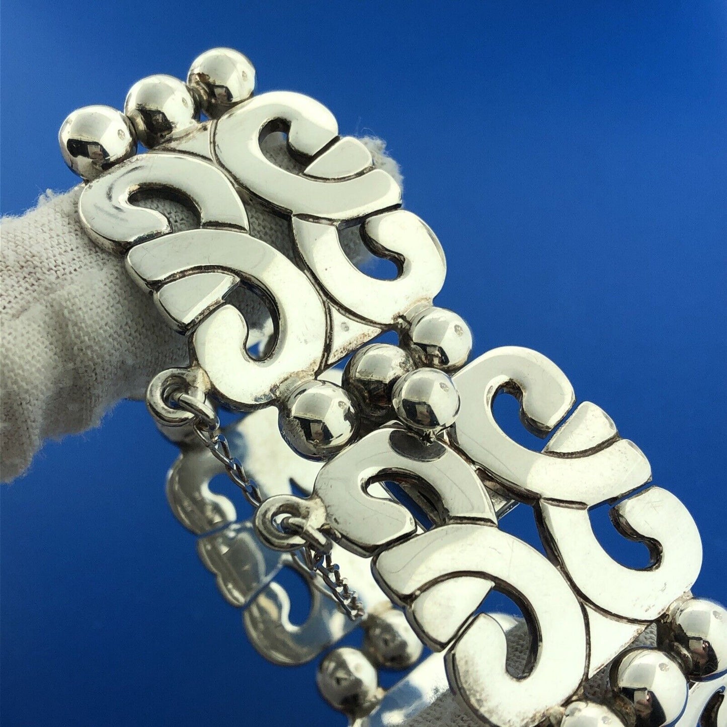 Vintage ATI Mexico Sterling Silver 925 Modernist Artisan Hinged Panel Bracelet