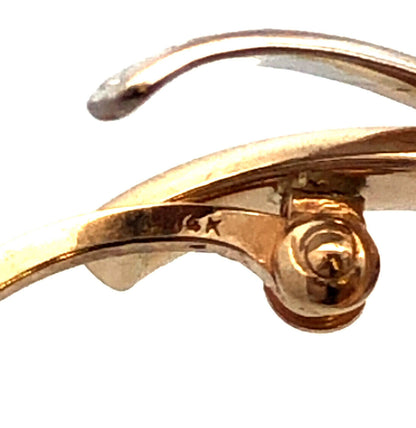 Designer 14K Yellow White Gold Textured X Criss Cross Two Tone Hoop Earrings
