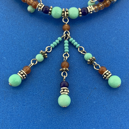 Sterling Silver 925 Turquoise Lapis Lazuli Carnelian Bead Bracelet Necklace