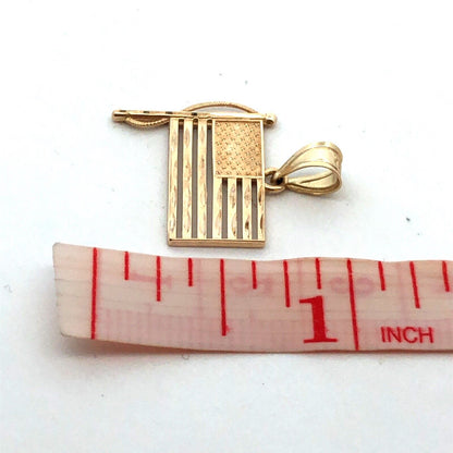 Michael Anthony 14K Yellow Gold God Bless America USA Flag Patriotic Pendant