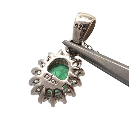 Designer DJoy 925 Sterling Silver Oval Zambian Emerald Topaz Pendant Necklace