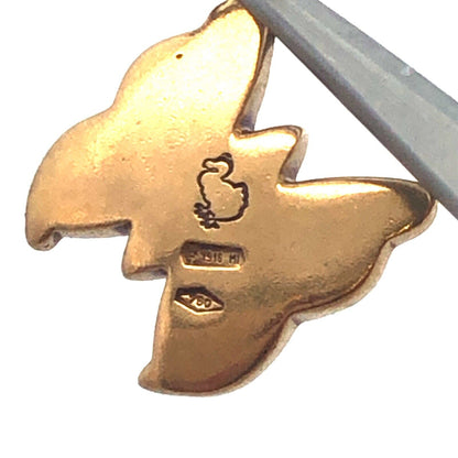 Designer 18k Yellow Gold Round Cut Ruby Insect Butterfly Dangle Charm Pendant