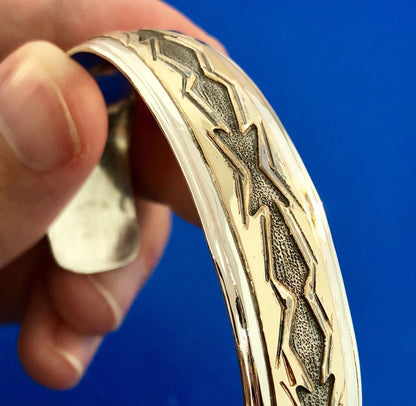 Vintage TA Begay Navajo Sterling Silver 12 Gold Filled Storyteller Cuff Bracelet