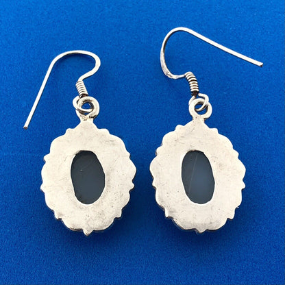 Estate 925 Sterling Silver Iridescent Purple Druzy Quartz Drop Dangle Earrings