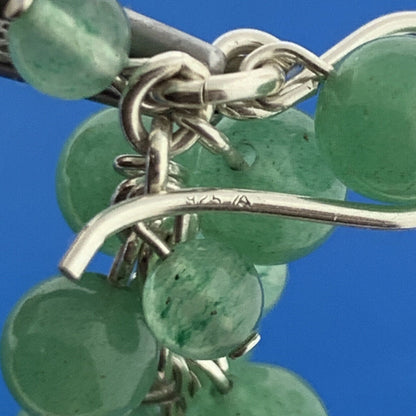 Designer 925 Sterling Silver Aventurine Bead Grape Cluster Drop Dangle Earrings