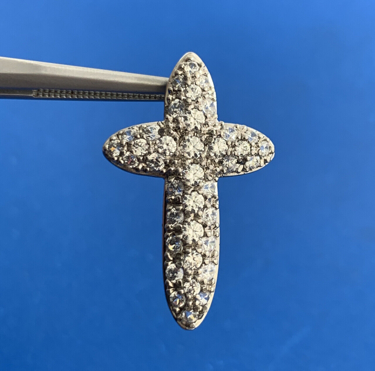 Designer Cubic Zirconia 925 Sterling Silver Religious Communion Cross Pendant