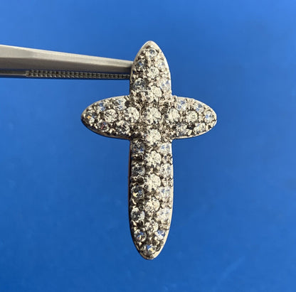 Designer Cubic Zirconia 925 Sterling Silver Religious Communion Cross Pendant