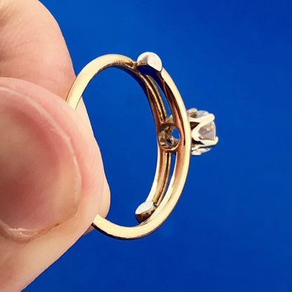 Vintage 18k Yellow Gold European Cut Diamond Ring Carat Size 6