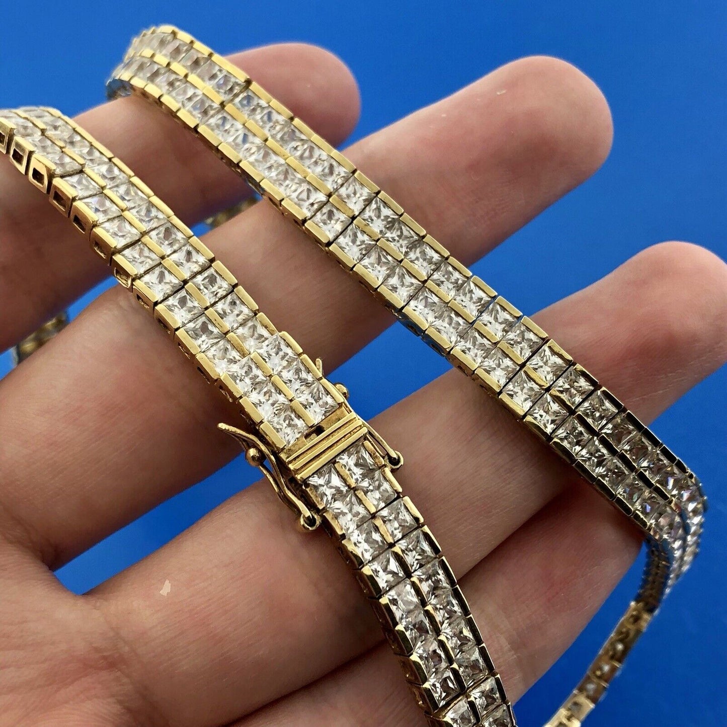 Vermeil Sterling Silver 925 Cubic Zirconia CZ Statement Collar Choker Necklace