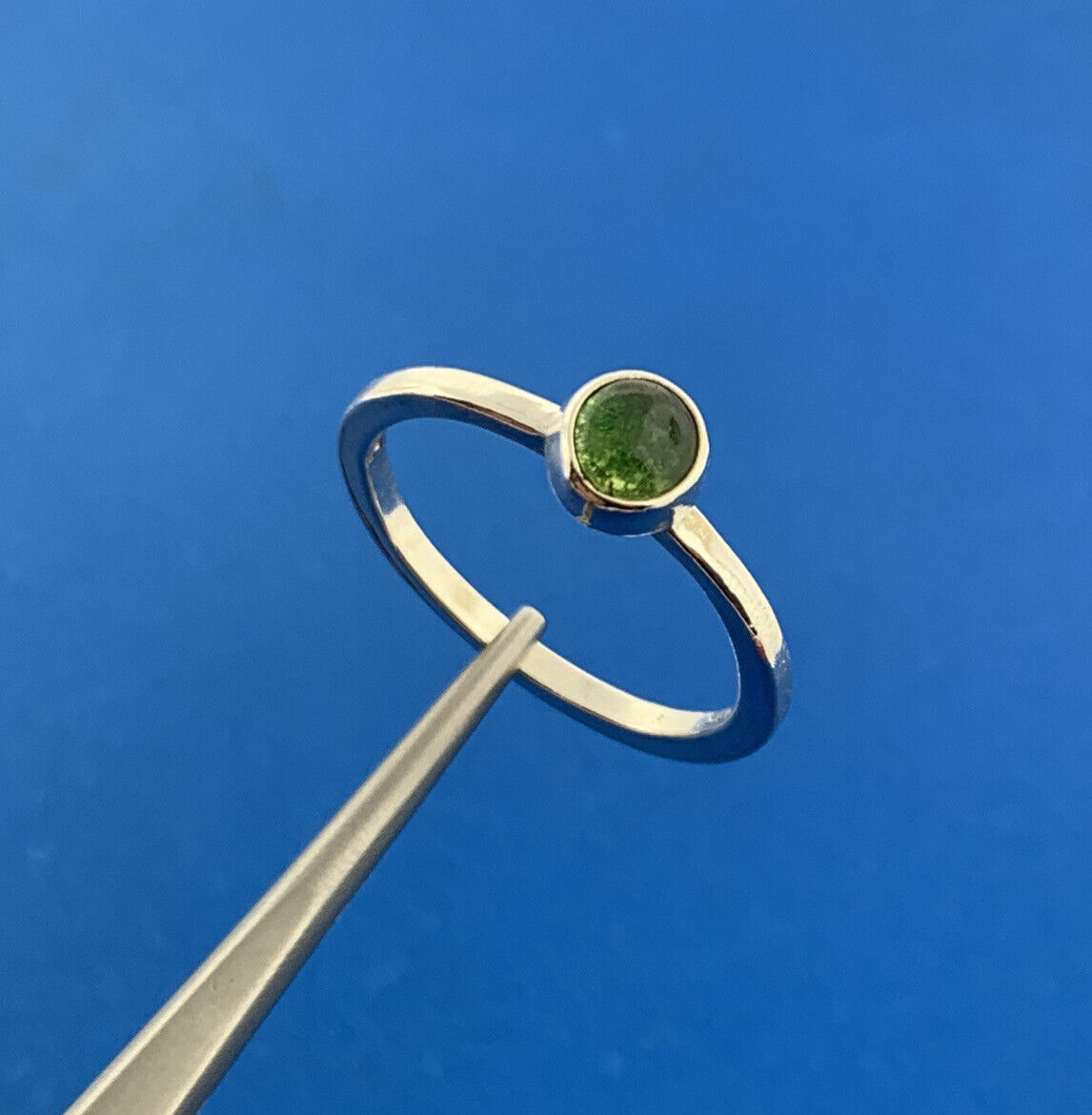 Designer 925 Sterling Silver Peridot Solitaire August Stackable Band Ring