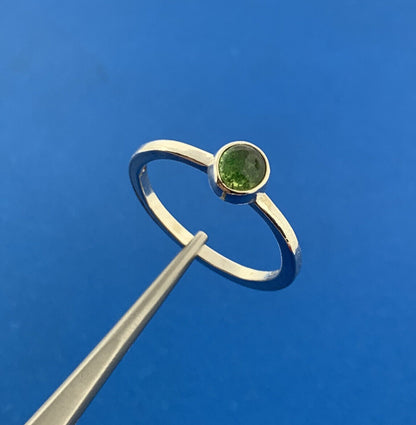 Designer 925 Sterling Silver Peridot Solitaire August Stackable Band Ring