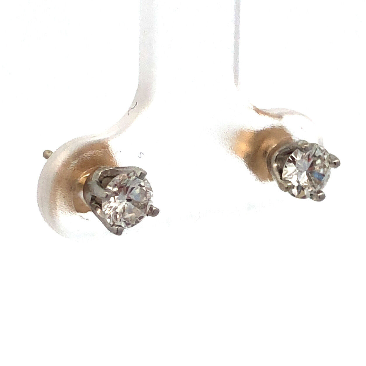 Classic 14K White Gold Round Diamond Stud Earrings