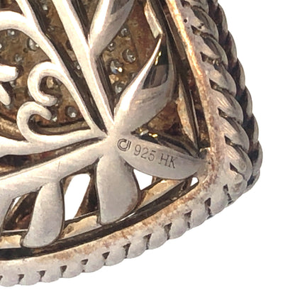 Designer Italy 925 Sterling Silver Pave Diamond Heart Adjustable Lariat Necklace