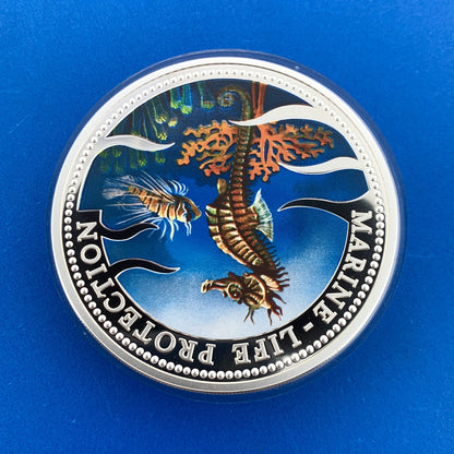 1995 Republic Palau $20 5 Oz Silver Marine Life Colorized Proof Coin Low Mntg