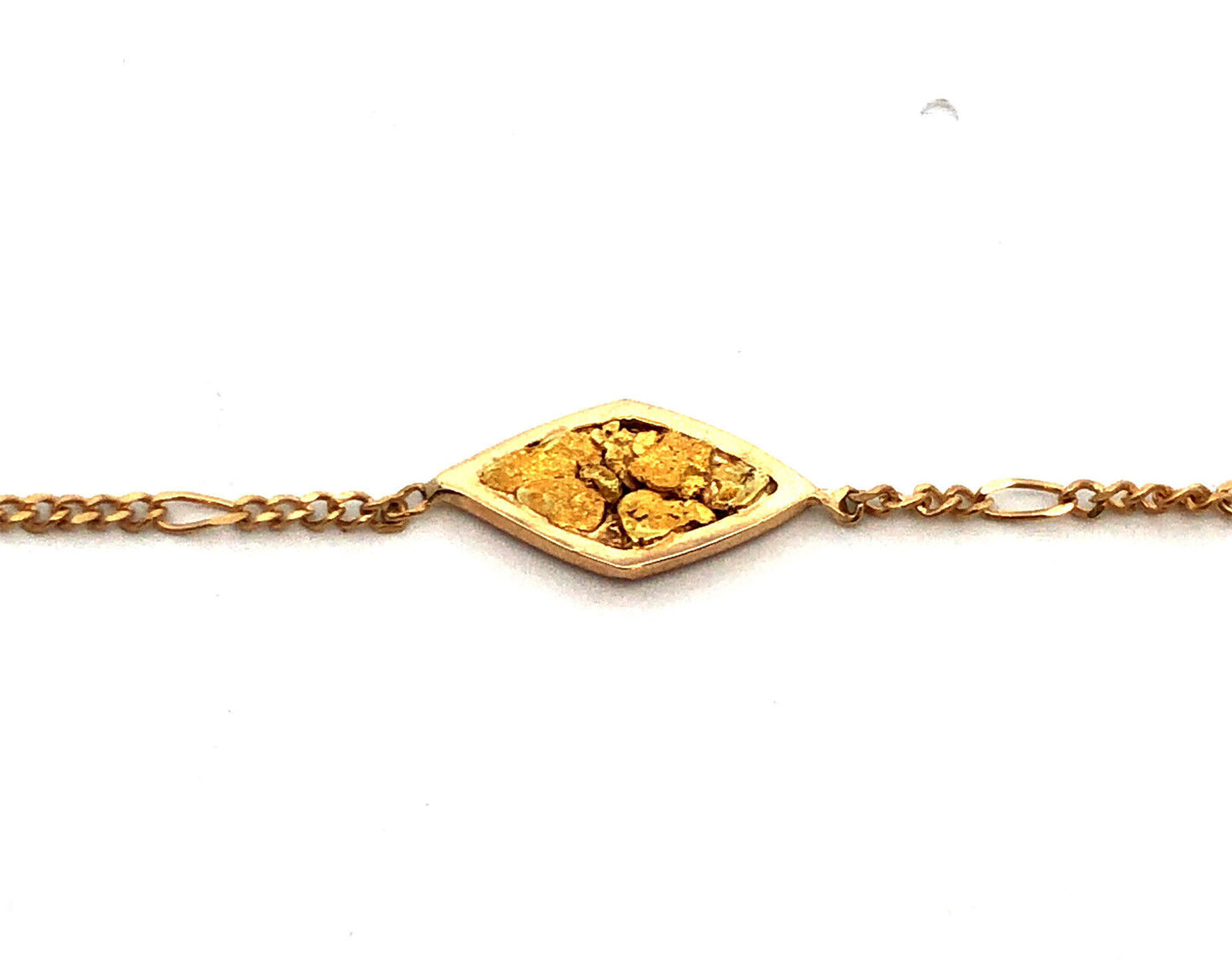 Designer 14K Yellow Gold Station Chain Bracelet With Natural 20K+ Nuggets