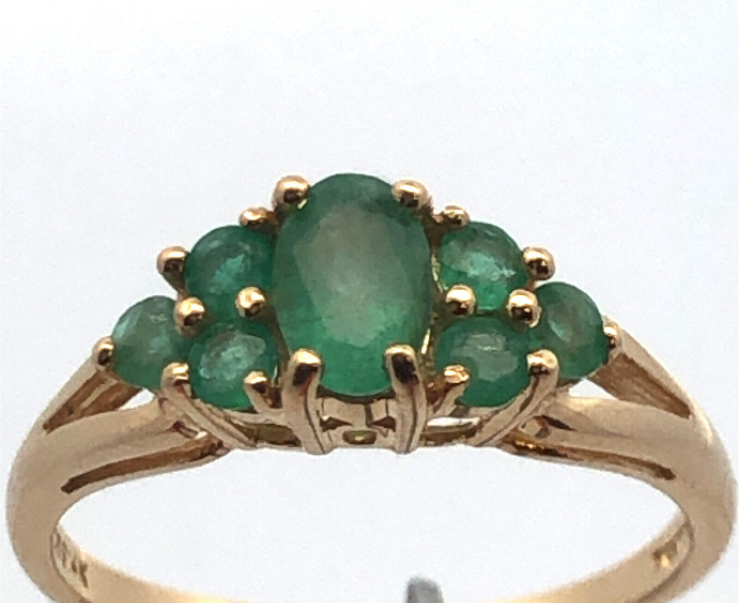 Designer 14K Yellow Gold Oval Emerald May Anniversary Cocktail Ring