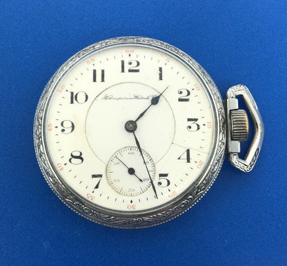 1904 Hampden William McKinley Grade Model 4 17j Silver Tone Pocket Watch Working