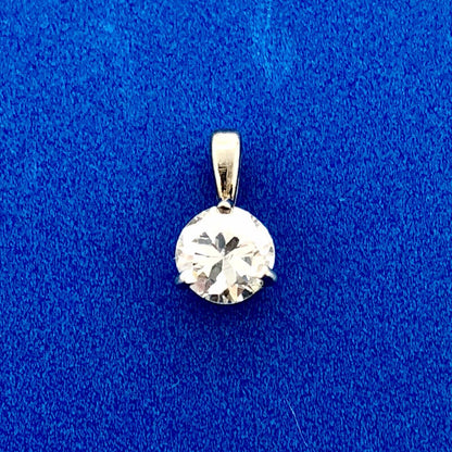 14K White Gold Round Diamond Solitaire Bridal Birthday Anniversary Pendant